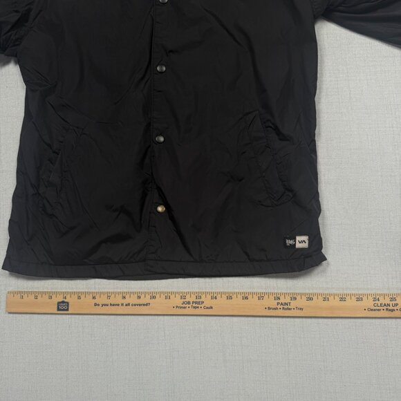 RVCA Coaches Jacket Red Bandana Lining Snap Button Front Black Nylon Size S - Picture 10 of 14